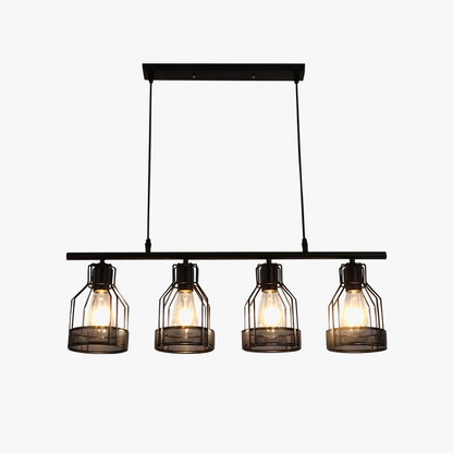 Lustre Industriel Rétro Wecus - Suspension Métal Noir