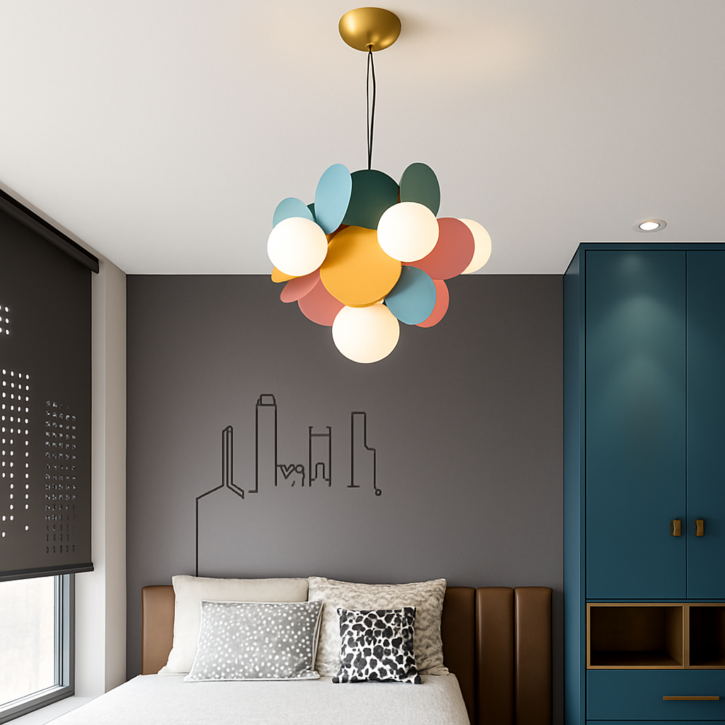 Lustre Moderne Kebya : Globes Colorés & Design Métal