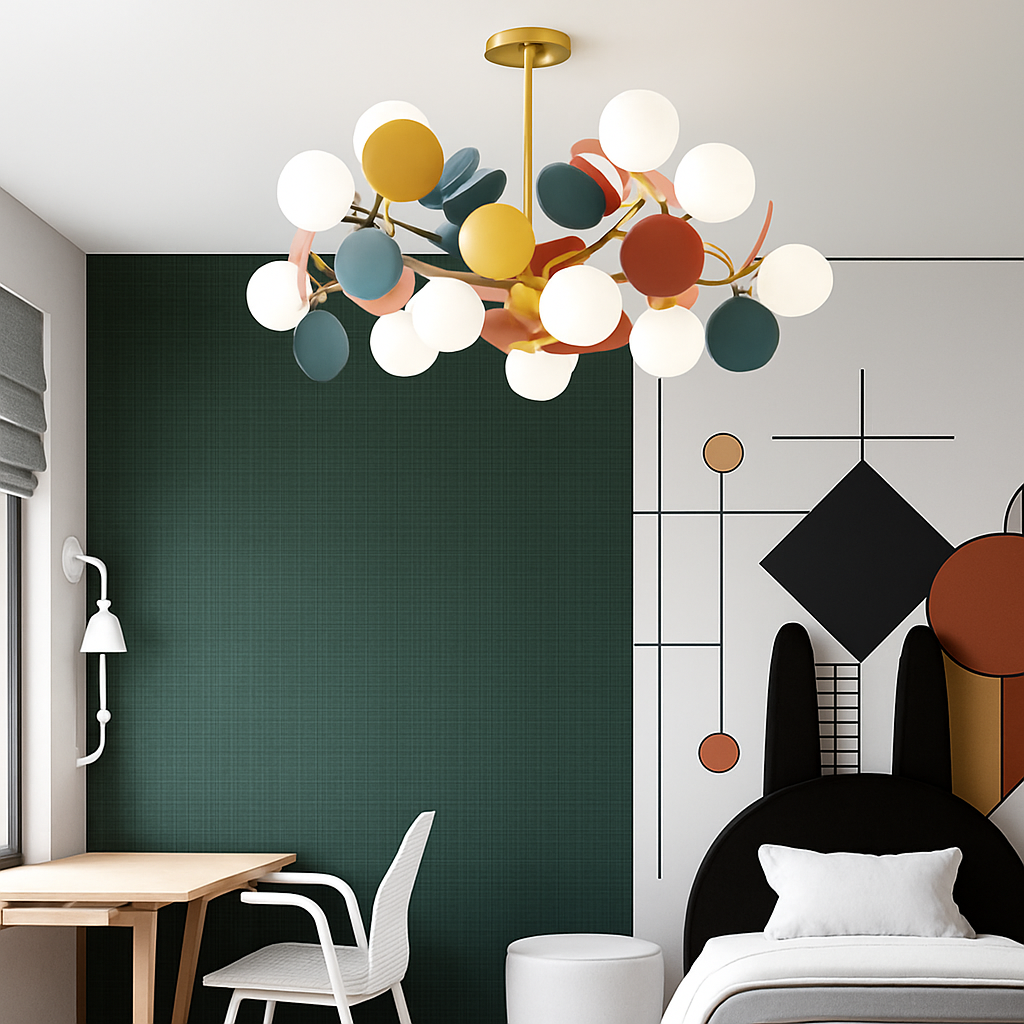 Lustre Moderne Kebya : Globes Colorés & Design Métal