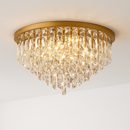 Lustre Cristal Art Déco LED Doré/Chromé