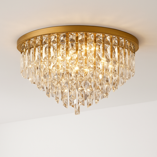 Lustre Cristal Art Déco LED Doré/Chromé