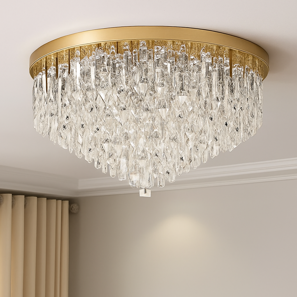 Lustre Cristal Art Déco LED Doré/Chromé