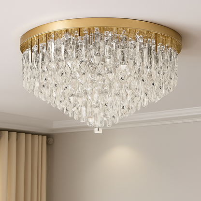 Lustre Cristal Art Déco LED Doré/Chromé