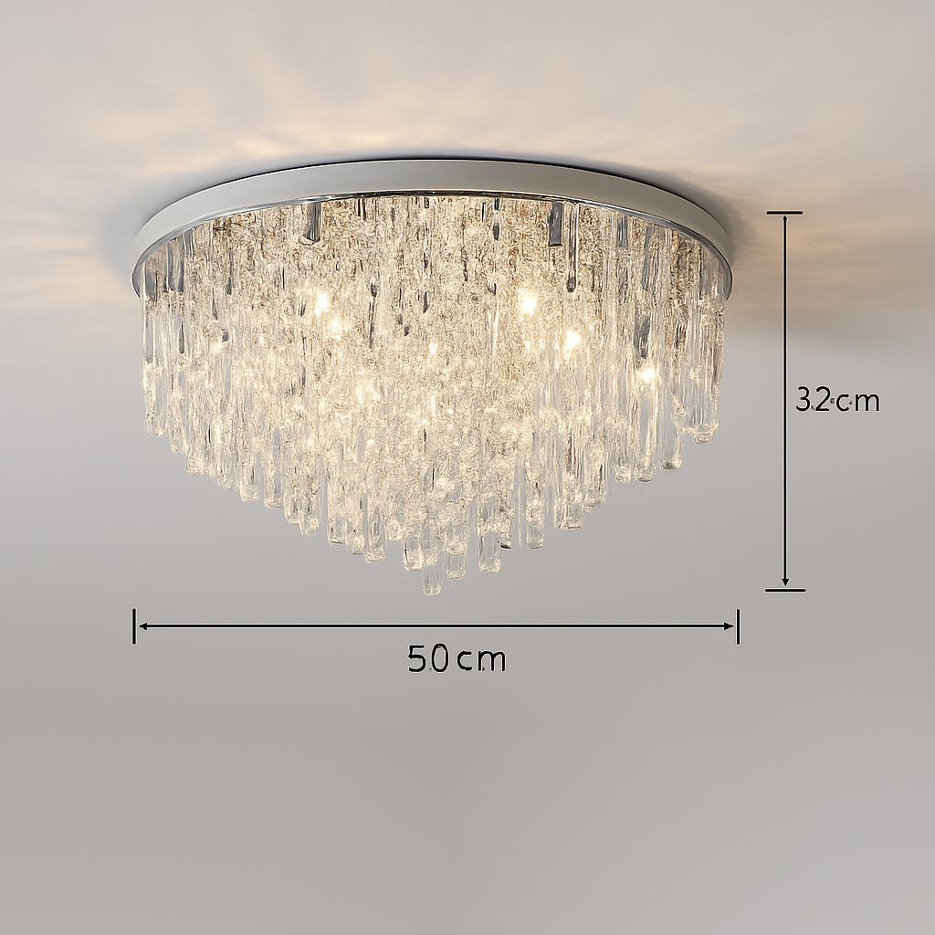 Lustre Cristal Art Déco LED Doré/Chromé