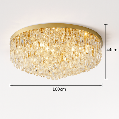 Lustre Cristal Art Déco LED Doré/Chromé