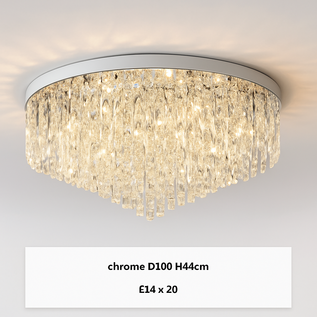 Lustre Cristal Art Déco LED Doré/Chromé