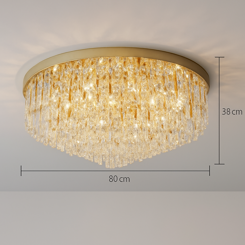 Lustre Cristal Art Déco LED Doré/Chromé