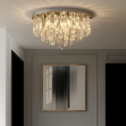 Lustre Cristal Art Déco LED Doré/Chromé