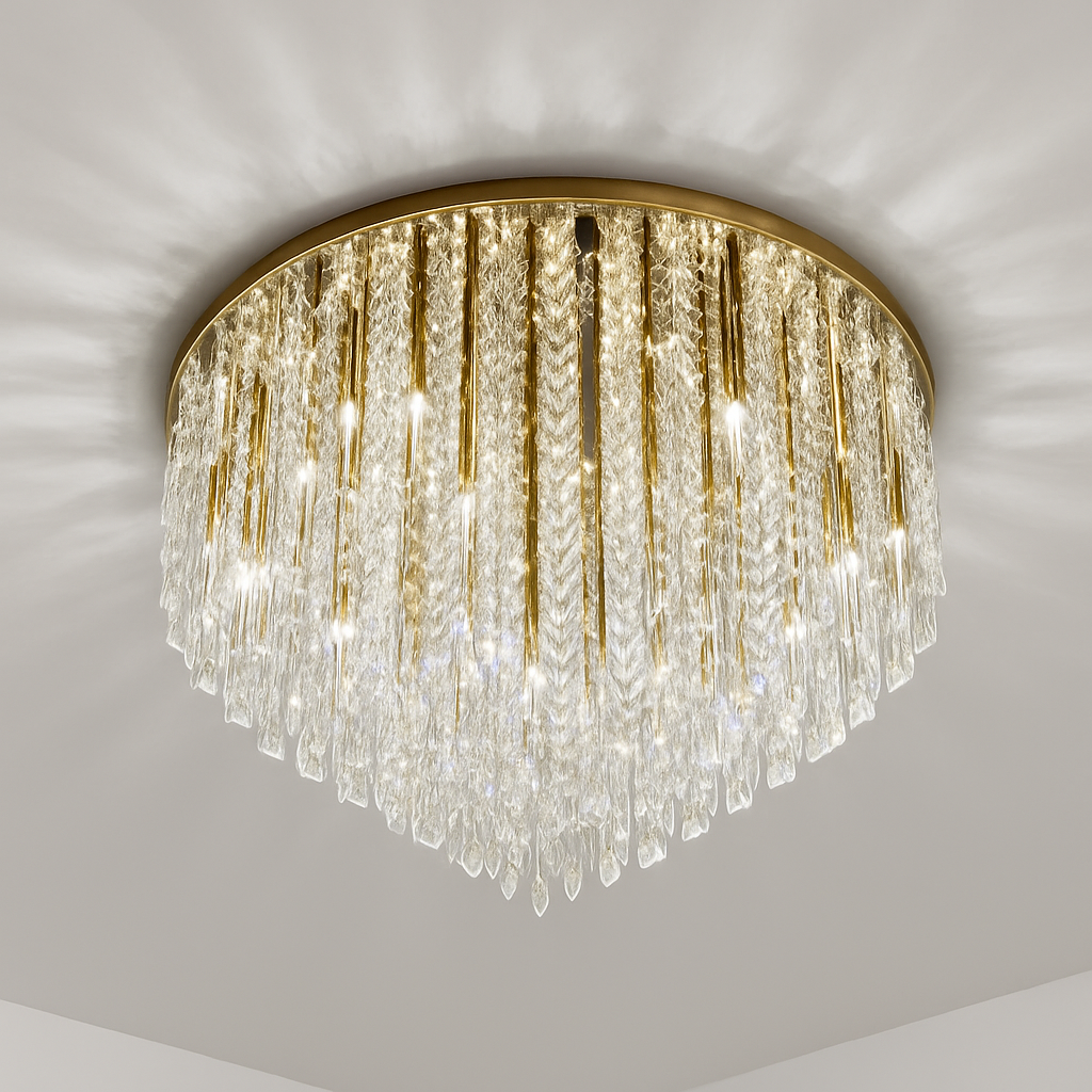Lustre Cristal Art Déco LED Doré/Chromé