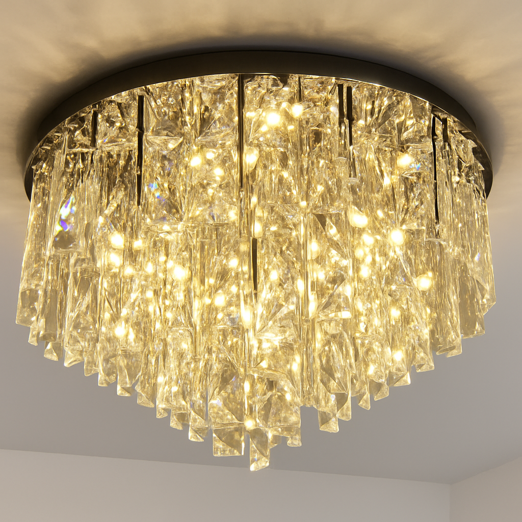 Lustre Cristal Art Déco LED Doré/Chromé
