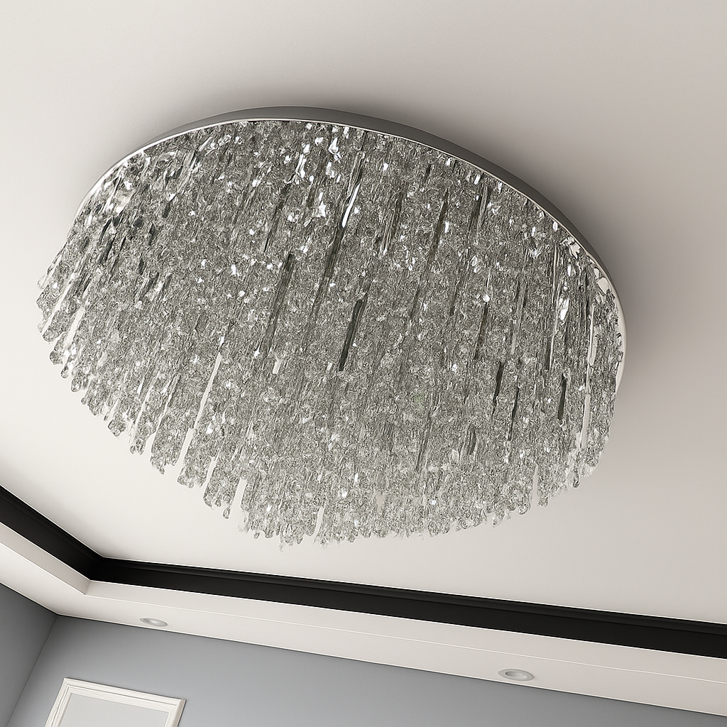 Lustre Cristal Art Déco LED Doré/Chromé