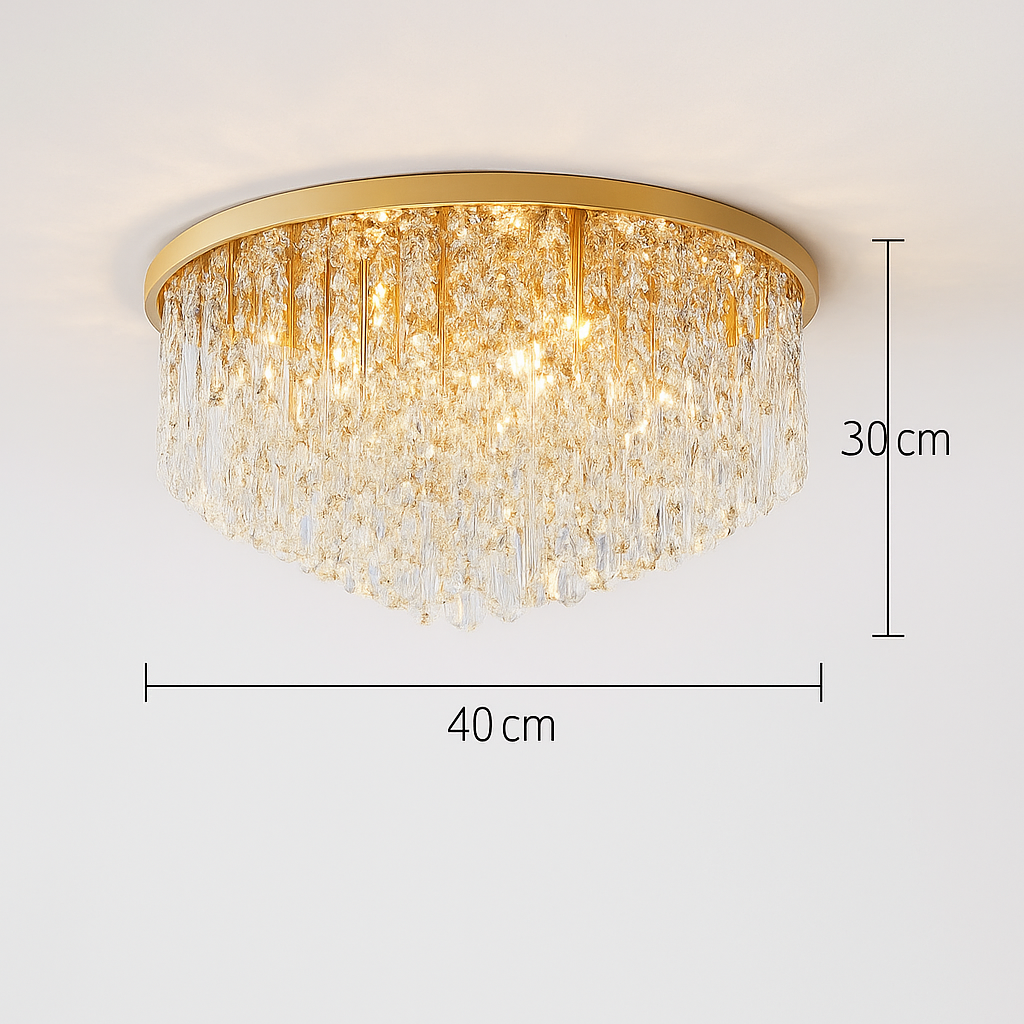 Lustre Cristal Art Déco LED Doré/Chromé