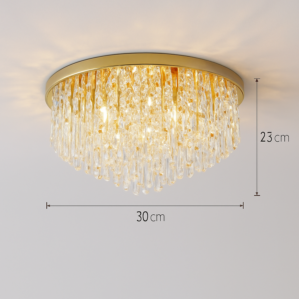 Lustre Cristal Art Déco LED Doré/Chromé