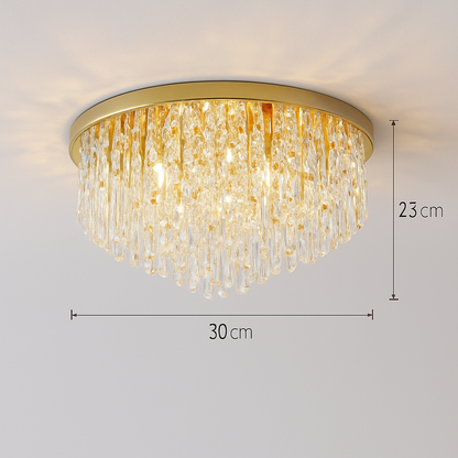 Lustre Cristal Art Déco LED Doré/Chromé