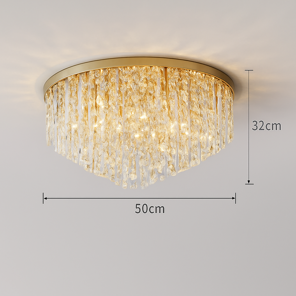 Lustre Cristal Art Déco LED Doré/Chromé