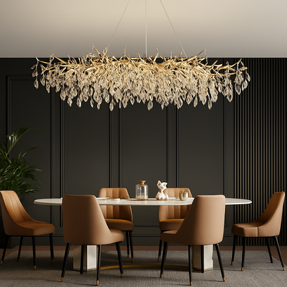 Lustre Cristal Doré Art Déco IWP