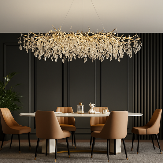 Lustre Cristal Doré Art Déco IWP