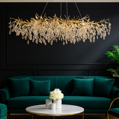 Lustre Cristal Doré Art Déco IWP