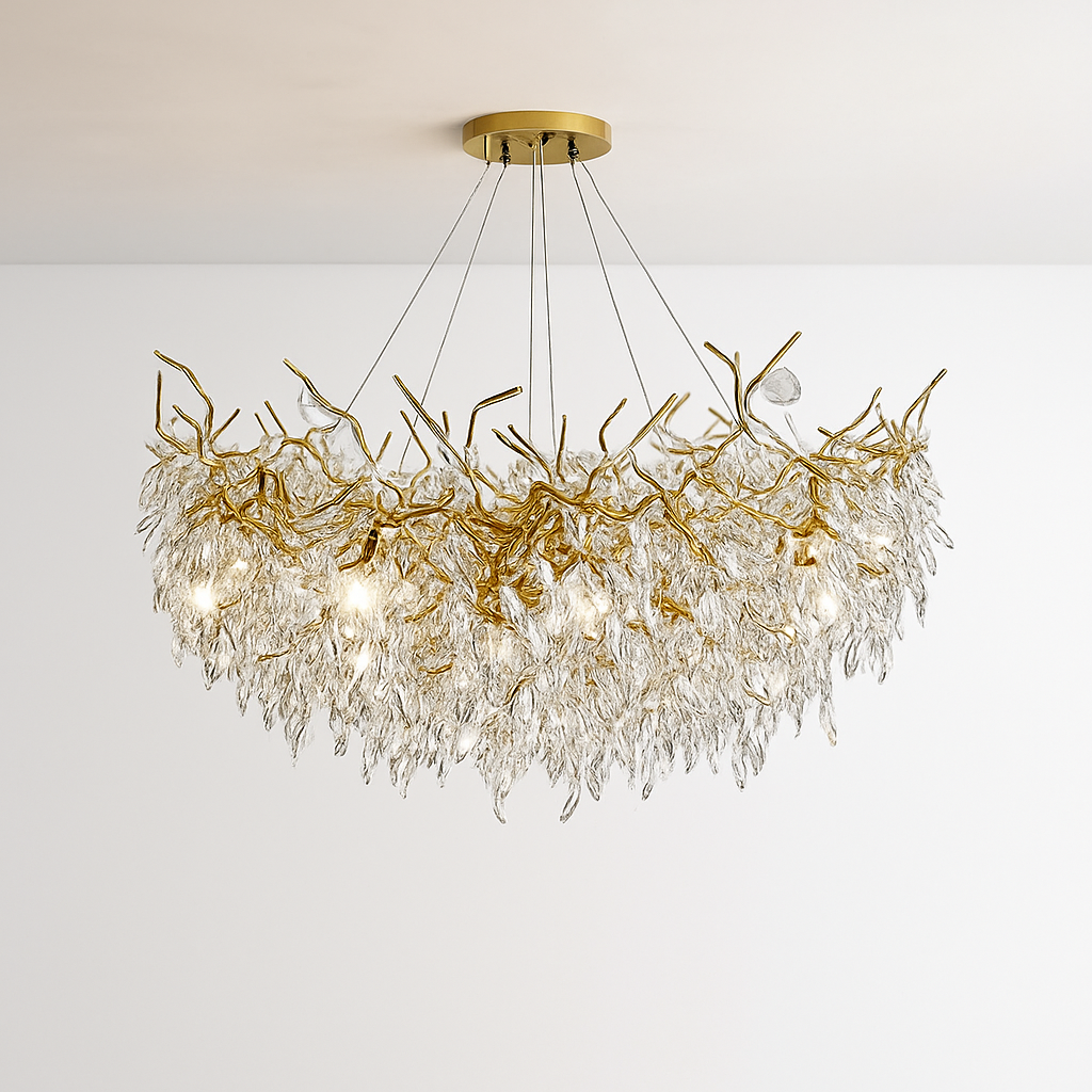 Lustre Cristal Doré Art Déco IWP
