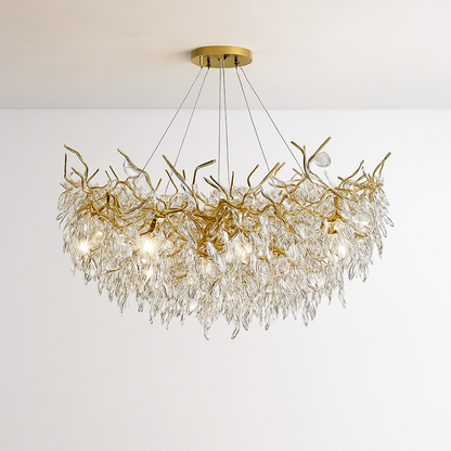 Lustre Cristal Doré Art Déco IWP