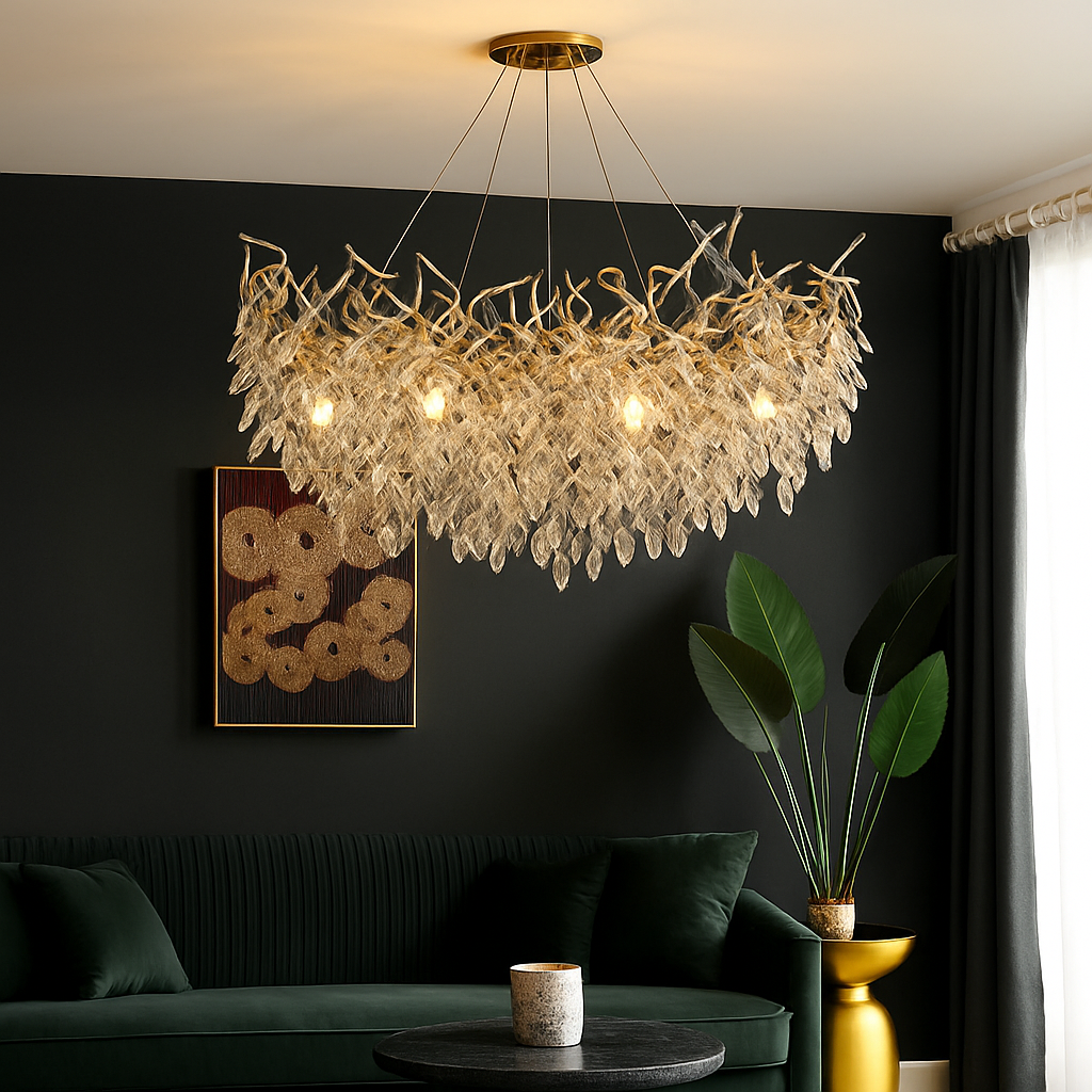 Lustre Cristal Doré Art Déco IWP