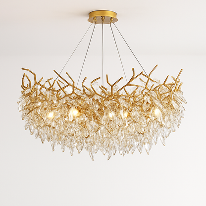Lustre Cristal Doré Art Déco IWP