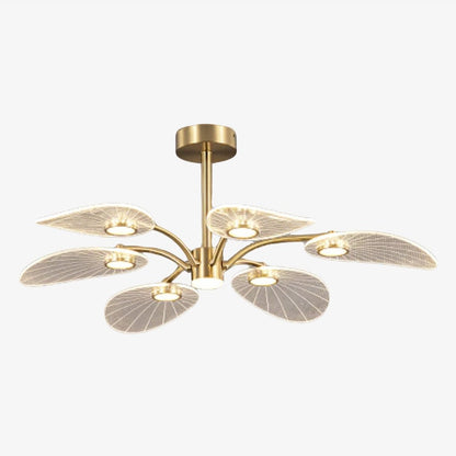 Lustre LED Akimera Doré Design Feuille de Lotus
