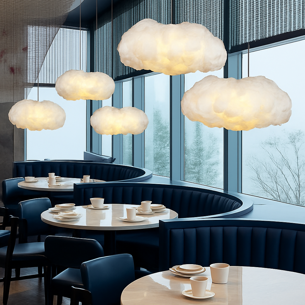 Lustre Nuage LED Moderne Suspendu en Soie