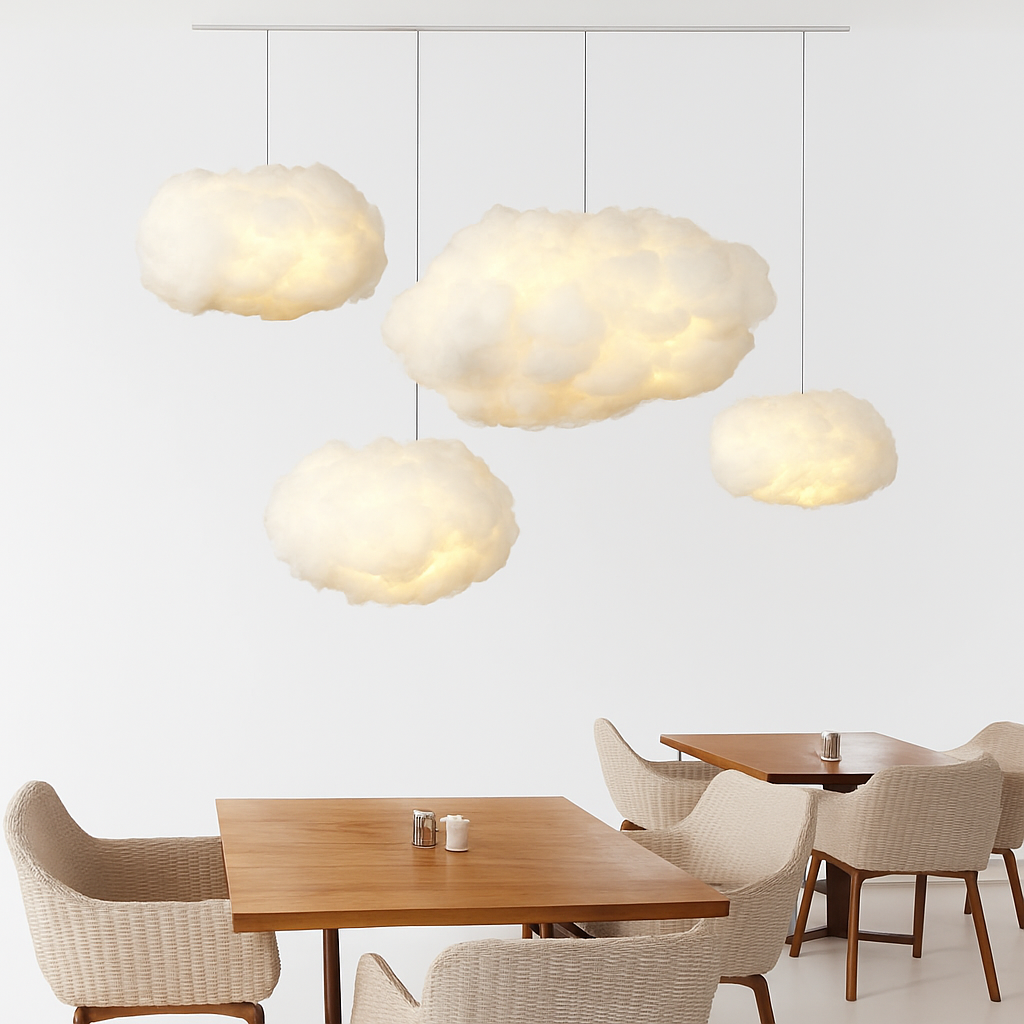 Lustre Nuage LED Moderne Suspendu en Soie