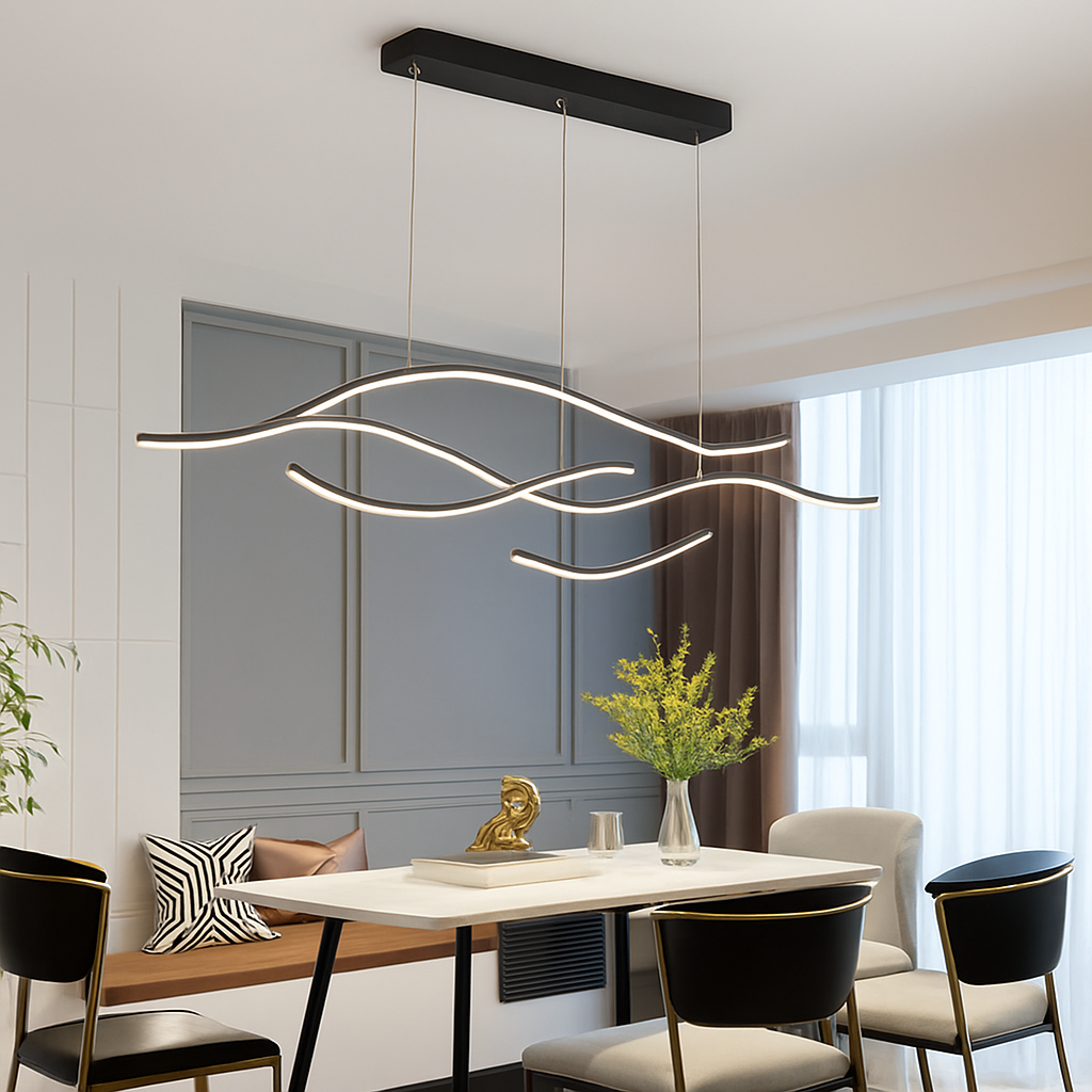 Lustre LED Moderne Minimaliste Noir ou Doré