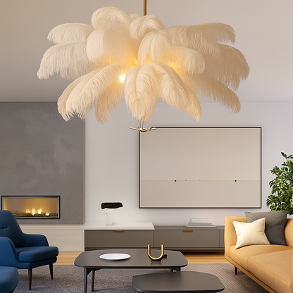 Lustre Plumes d'Autruche Style Scandinave