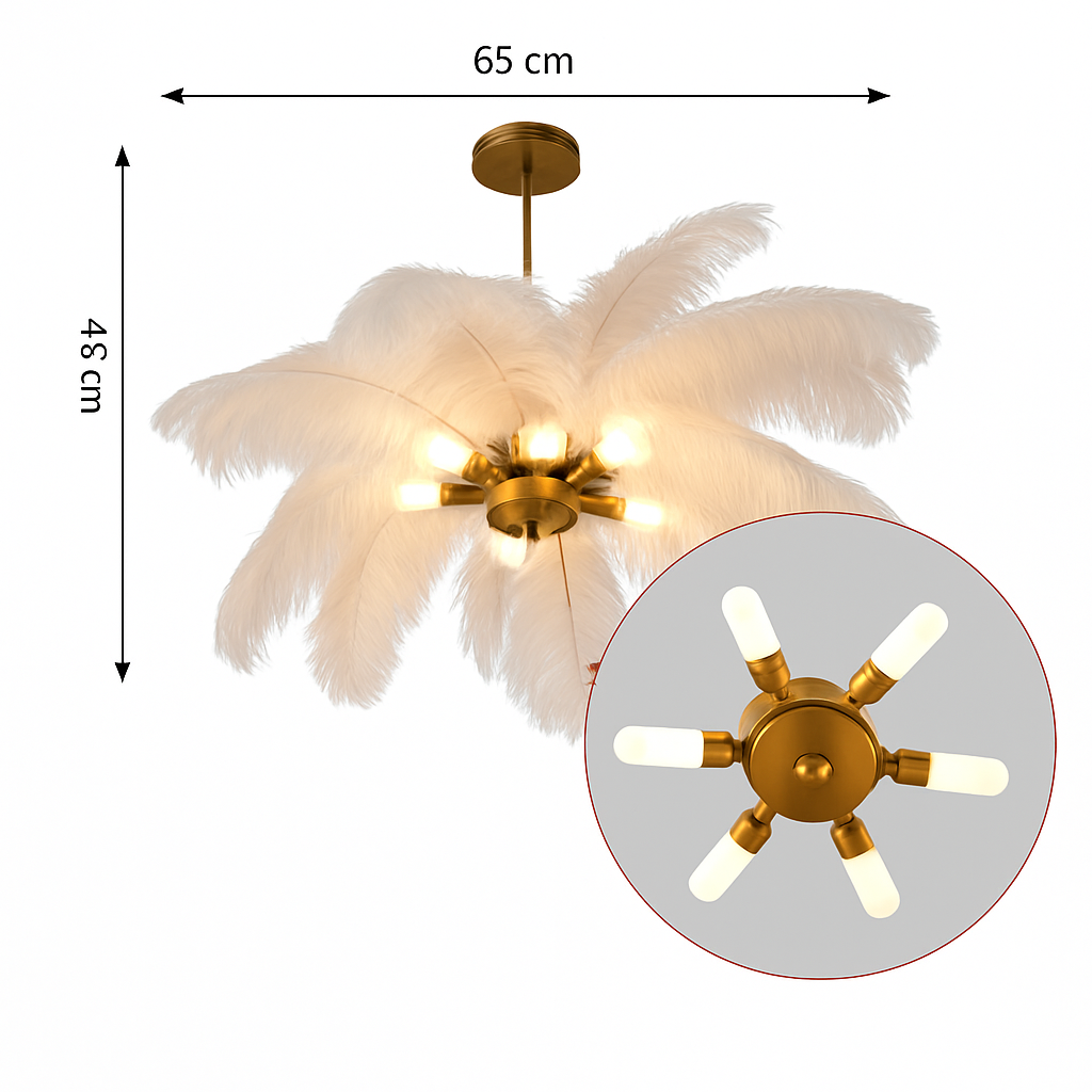 Lustre Plumes d'Autruche Style Scandinave