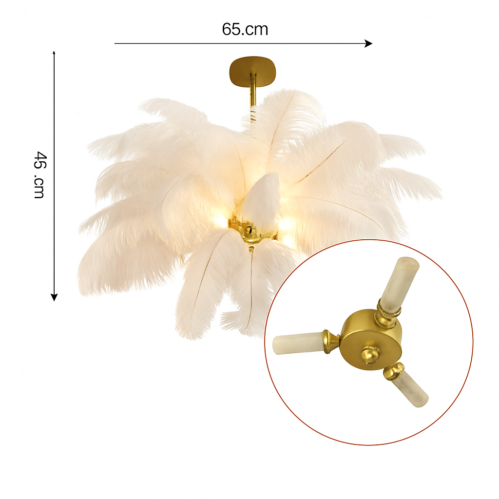 Lustre Plumes d'Autruche Style Scandinave