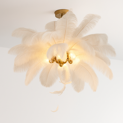 Lustre Plumes d'Autruche Style Scandinave