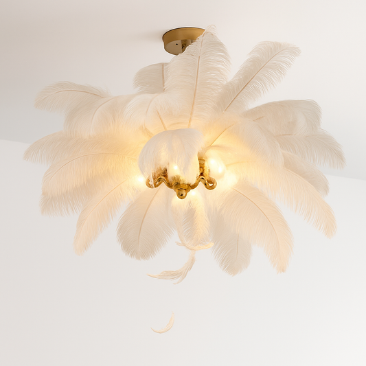Lustre Plumes d'Autruche Style Scandinave