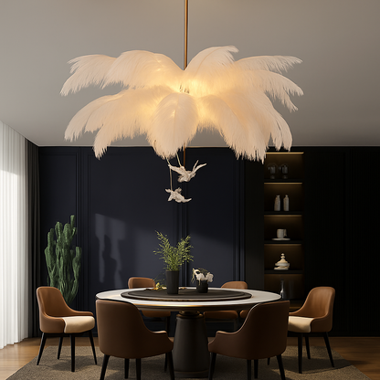 Lustre Plumes d'Autruche Style Scandinave