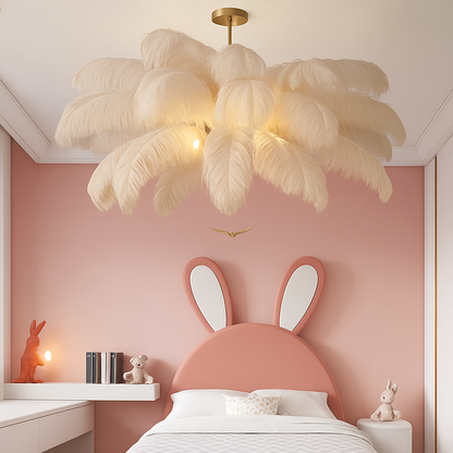 Lustre Plumes d'Autruche Style Scandinave