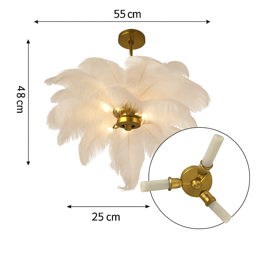 Lustre Plumes d'Autruche Style Scandinave