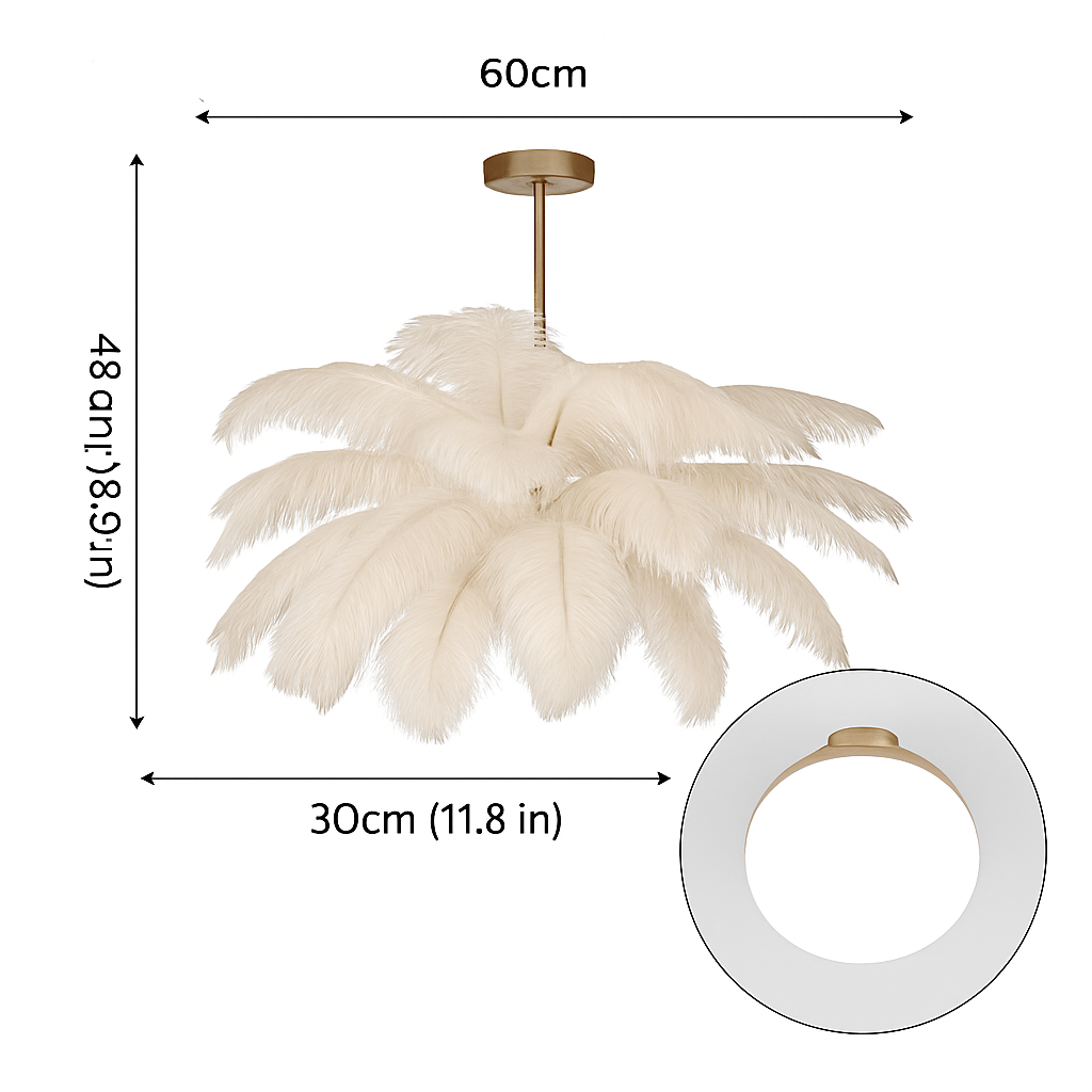 Lustre Plumes d'Autruche Style Scandinave