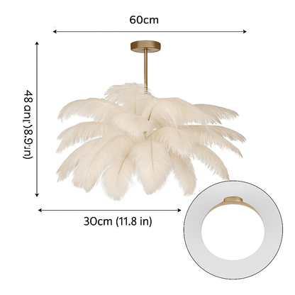 Lustre Plumes d'Autruche Style Scandinave
