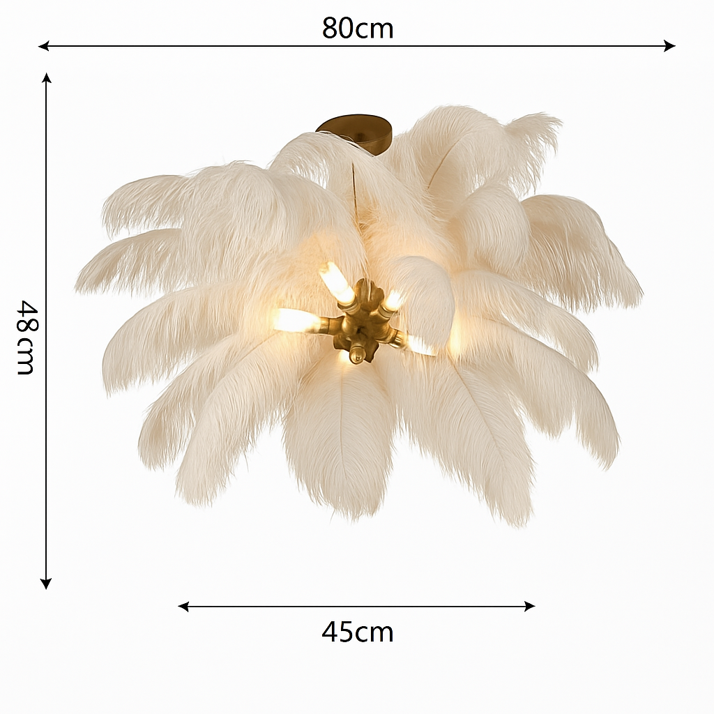 Lustre Plumes d'Autruche Style Scandinave