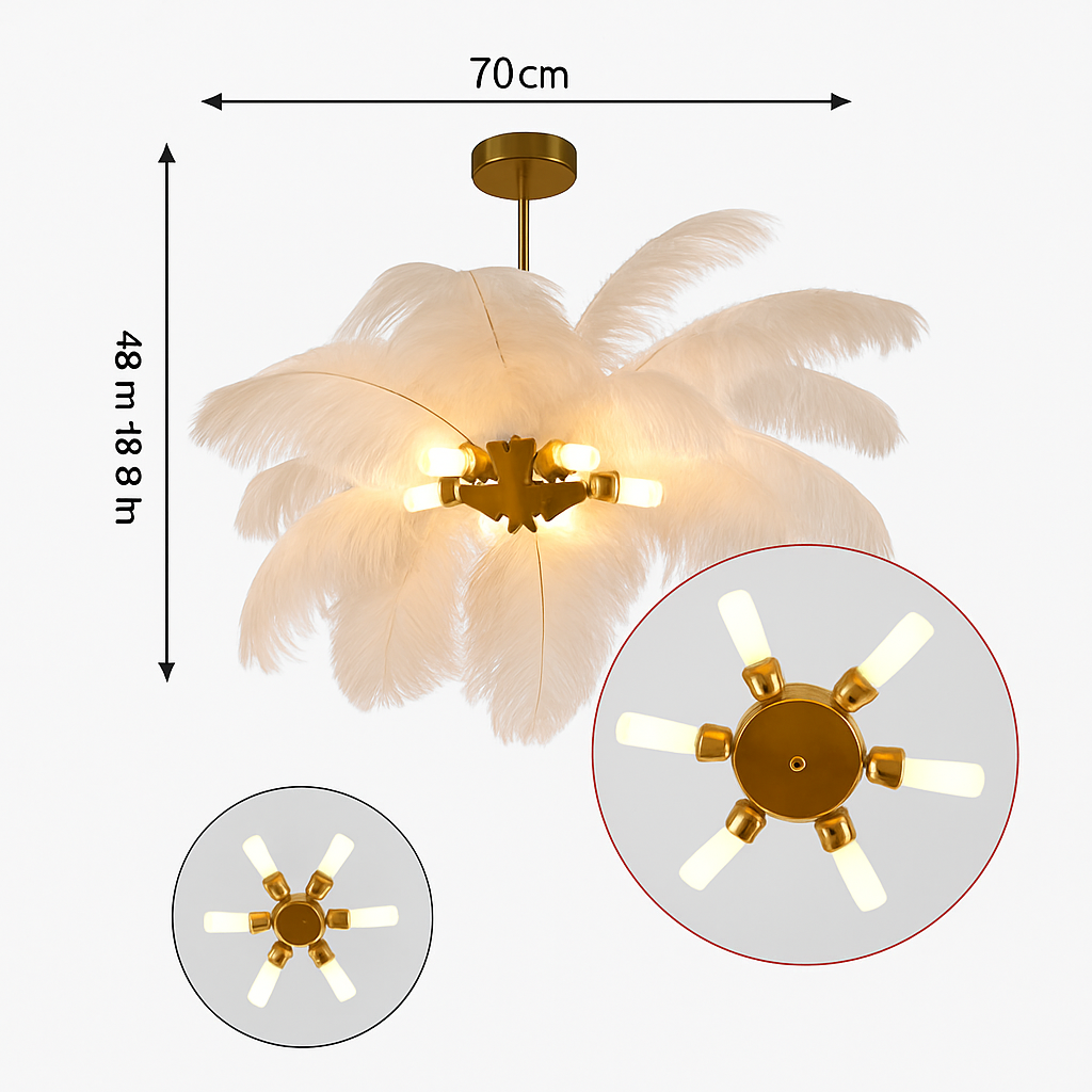 Lustre Plumes d'Autruche Style Scandinave