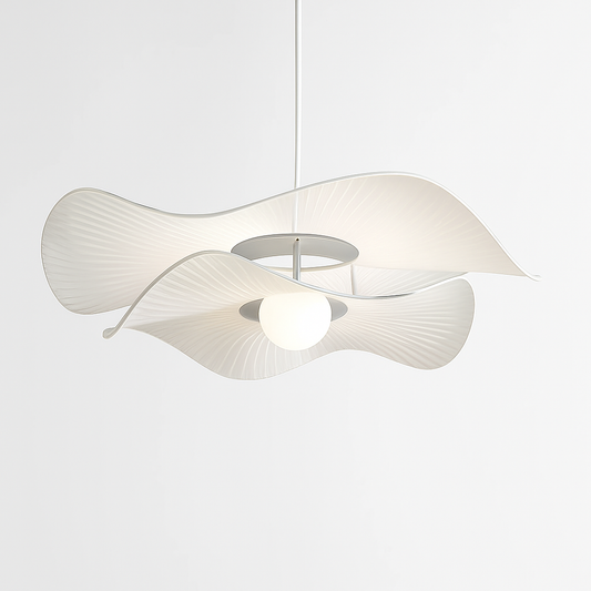 Lustre Suspension Nordique Vintage en Tissu Blanc