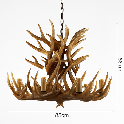 Lustre Rustique Bois de Cerf Industriel Verre LED