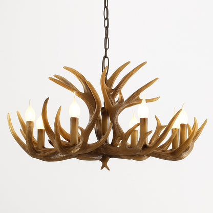 Lustre Rustique Bois de Cerf Industriel Verre LED