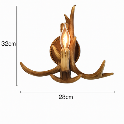 Lustre Rustique Bois de Cerf Industriel Verre LED
