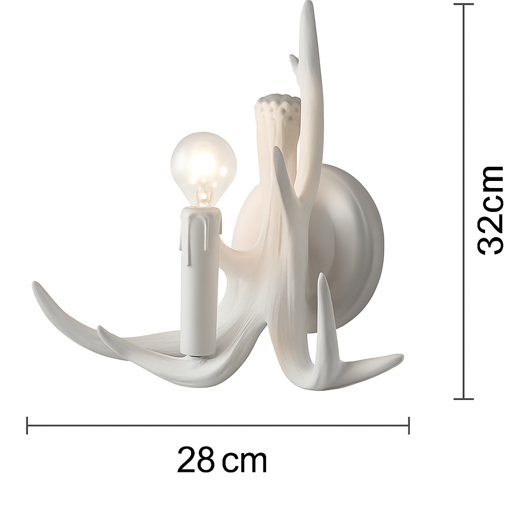Lustre Rustique Bois de Cerf Industriel Verre LED