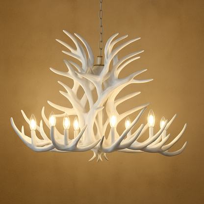 Lustre Rustique Bois de Cerf Industriel Verre LED