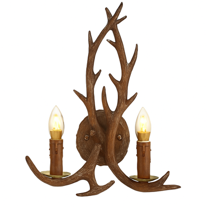 Lustre Rustique Bois de Cerf Industriel Verre LED