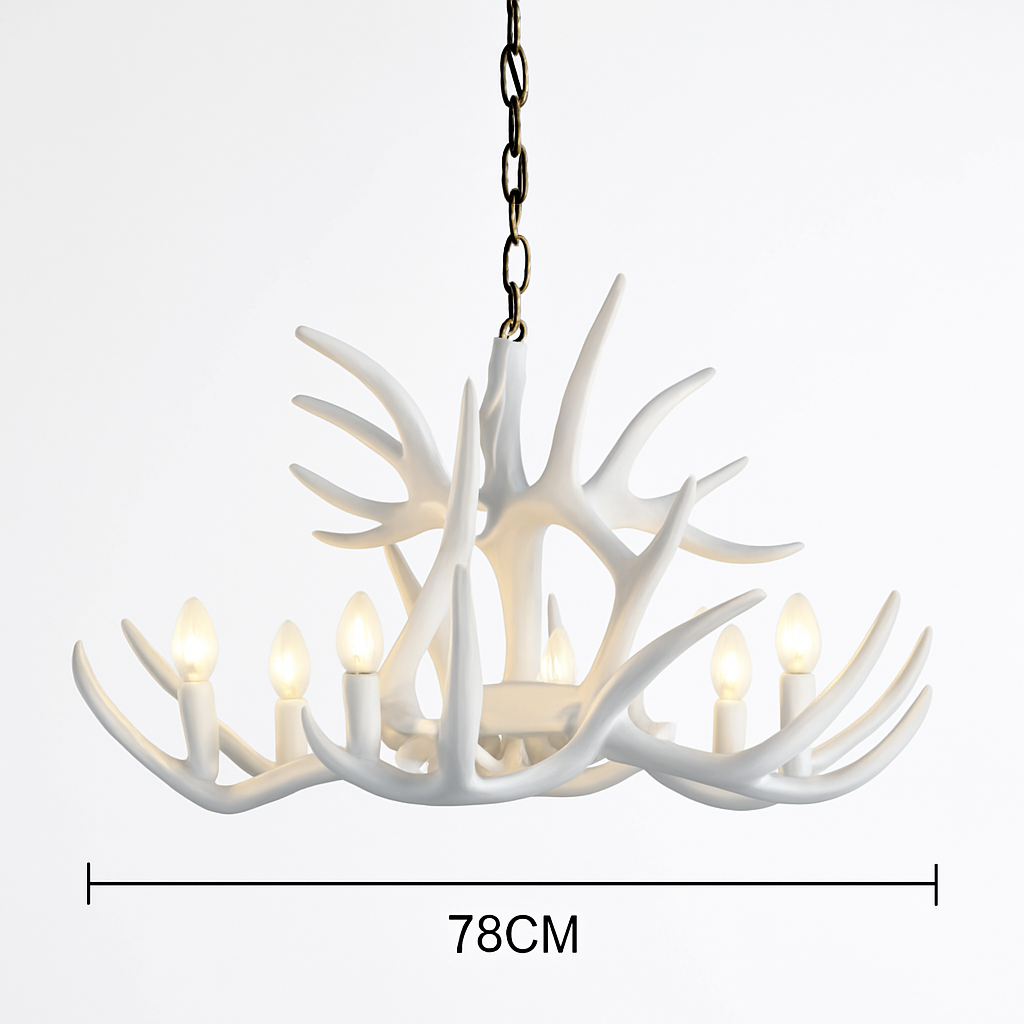 Lustre Rustique Bois de Cerf Industriel Verre LED